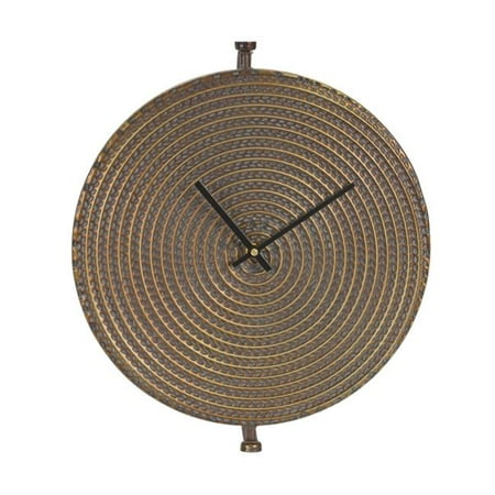 2 in. Circle Metal Analog Wall Clock, Bronze