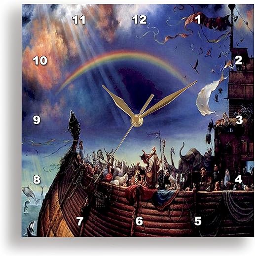 3dRose DPP_98626_1 Rendering of Noahs Ark on The Sea.Jpg-Wall Clock, 10 by 10-Inch