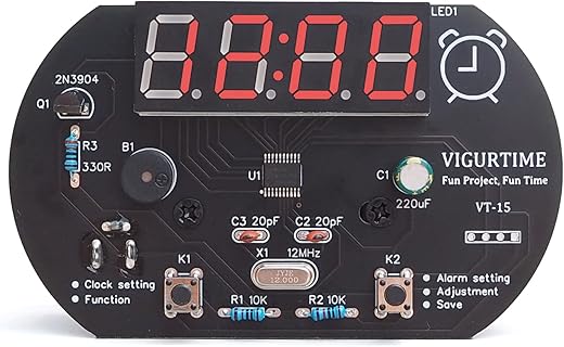 4-Digit Digital Clock Soldering Project Kit for Learning Practicing Teaching Electronics, Great STEM Project and Gift