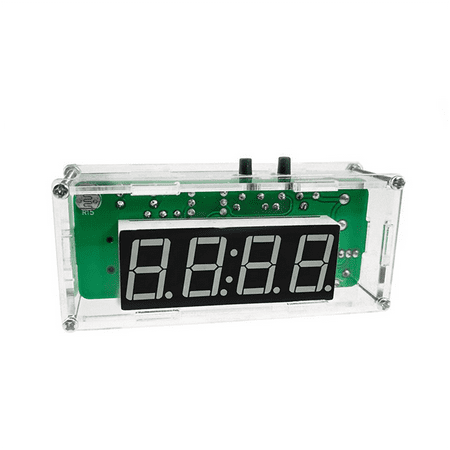 4-Digit Digital DIY Clock Kits with Acrylic Shell, DIY Alarm Clock Soldering Practice Kit for Learning Electronics,C