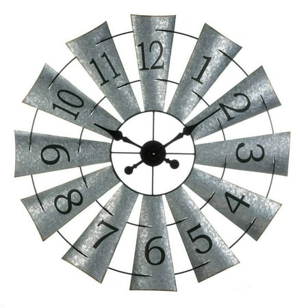 Accent Plus Galvanized Windmill Wall Clock