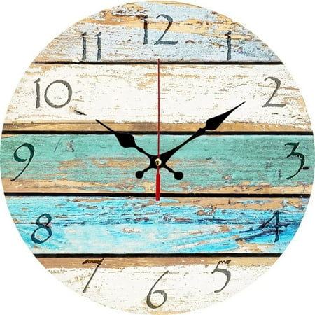 AMERTEER Modern Simple Wall Silent Clock Vintage Mid-Century Style Design for Living Room Bedroom Decor