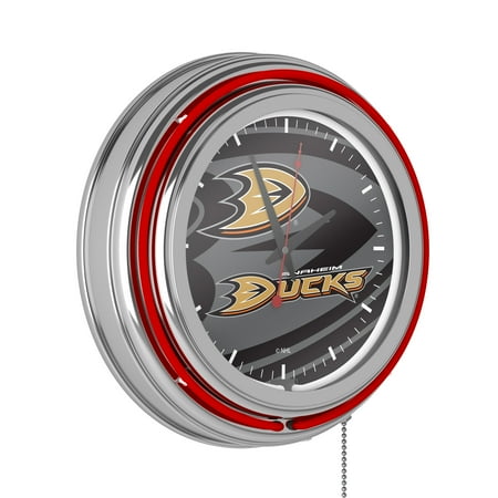 Anaheim Ducks Watermark Retro Neon Analog Wall Clock with Pull Chain