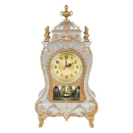 Antique Clock, Vintage European Desk Clock, 12 Music Chime Antique Desk Clock, Wall Clock with Pendulum and Chimes for Home Decoration