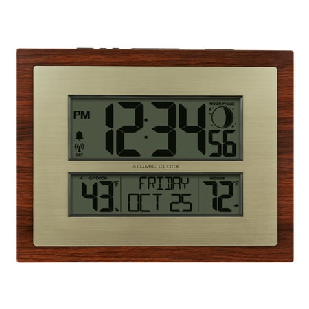 Better Homes & Gardens Cherry Finish Modern Digital Atomic Clock with Temperature, W86111