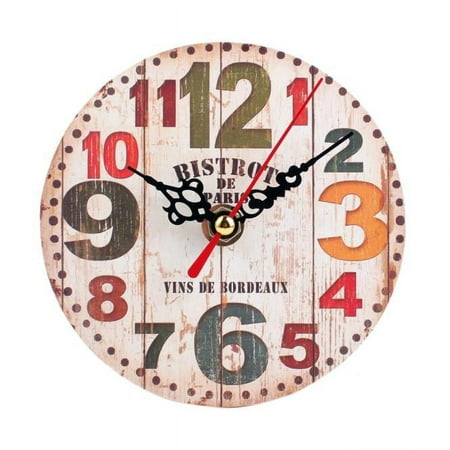 Clearance! Aoorsake Vintage Style Silent Antique Wood Wall Clock C Alarm Clock Wall Clock Digital Clock Multi-color