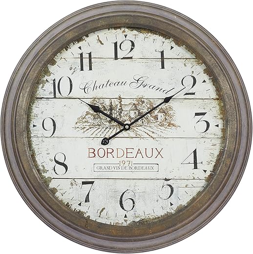 Deco 79 Metal Decorative Wall Clock Wall Clock for Home with Bordeaux, Wall Clock for Room 23 x 4 x 23, White