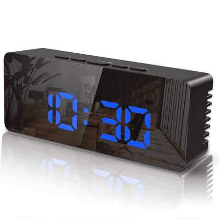 Firsting Electronic Alarm Clock for Students Kid Bedroom Luminous Digital Smart Clock Blue Led, Black