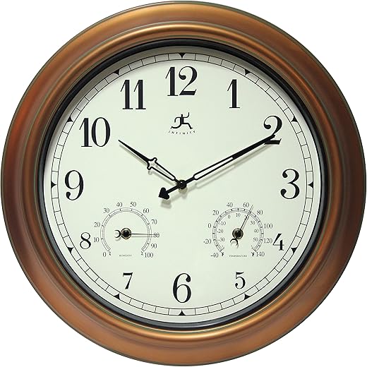 Infinity Instruments Craftsman Wall Clock, 18 inch, Copper