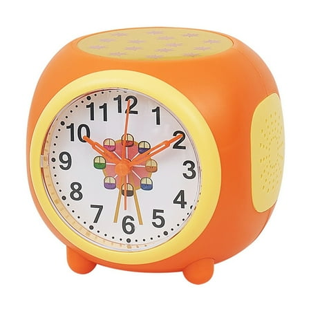 JINGT Starry Projection Silent Alarm Clock Colorful Music Natural Sound Clock orange