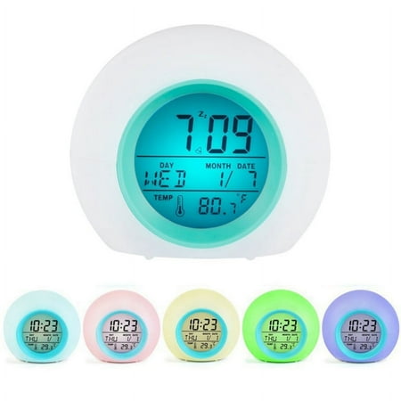 Kids Digital Clock Round Light Gradient Home Alarm Clock