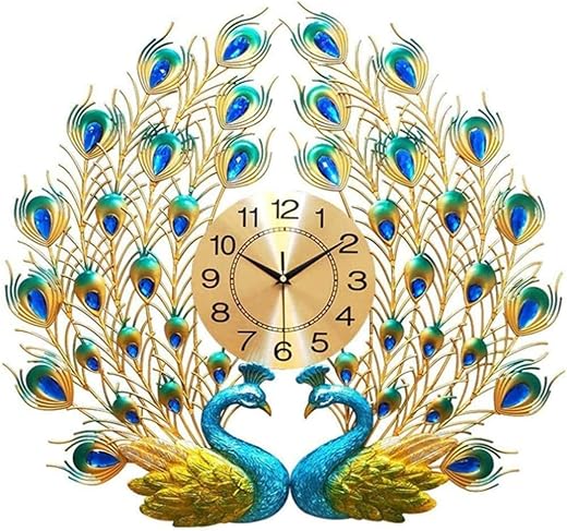 Large 26" Inch Peacock Wall Clock Living Room Wall Decoration