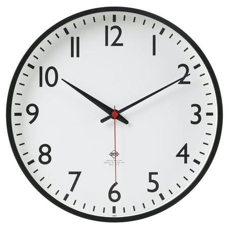 Mainstays 11.5 Indoor Round Black & White Schoolhouse Analog Wall Clock