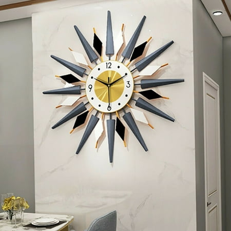 Miumaeov 24 Inch Modern Metal Wall Clock Mid Century Silent Quartz Wall Clocks for Living Room Kitchen Office Decor