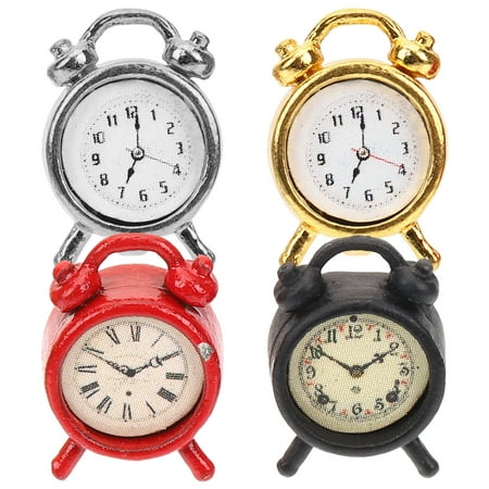 Qiysamall 4Pcs Miniature Alarms Mini Clock Models Tiny Alarm Clocks DIY Craft Mini House Accessories