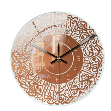 QUTETN Large Acrylic Decorative Wall Clocks Non-Ticking Silent Quartz Clocks for Living Room Home Kitchen Decor Brown