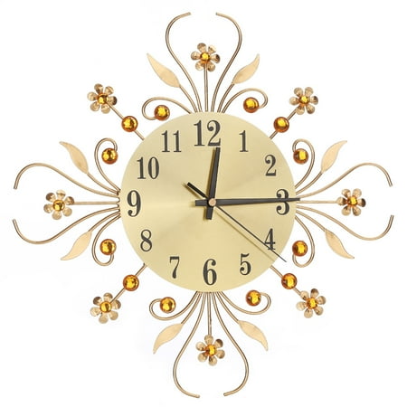 Silent Wall Clock Reloj De Pared Modernos Decoration for Living Room Door Measuring Display Time Large Flower Diamond