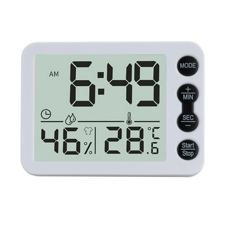 Small Mini Digital Clock Temperature ℃ Alarm Travel Lcd Led Battery White