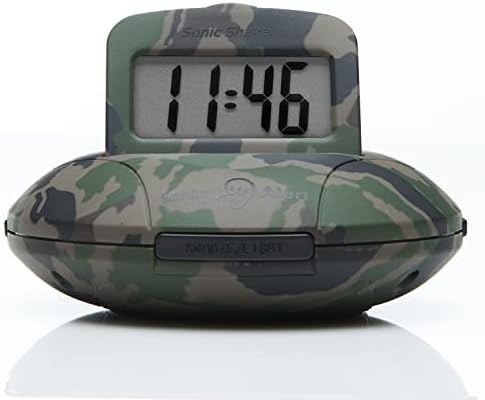 Sonic Alert Digital Alarm Clock - Travel Alarm Clock for Heavy Sleepers - Bed Shaker Alarm Clock - Vibrating Alarm Clock Under Pillow - Battery Operated – Green Camo