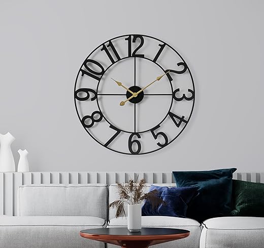 Sorbus Large Wall Clock for Living Room Decor - Wall Clock for Kitchen - 24 inch (60 CM) Wall Clock Decorative - Battery Operated Analog Large Clock (Black)