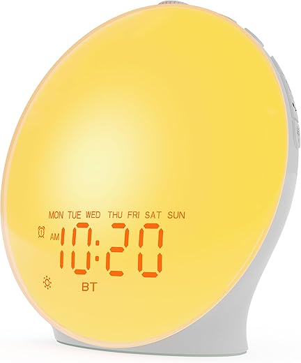 Sound Machine White Noise Machine with 25 Soothing Sounds, 17 NightLights, 5W Bluetooth Speaker, Sleep Timer, Wake Up Light Sunrise Alarm Clock for Bedrooms, Ideal Gift for Baby, Kids, Adults, Seniors