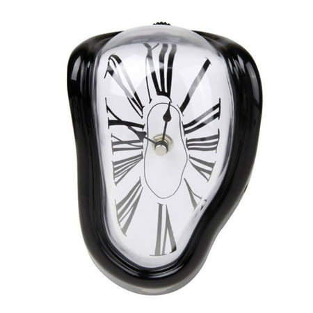 Tiyuyo Melting Clock Modern Surrealistic Shelf Decor Distorted Clock (Black)