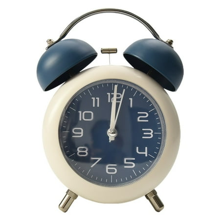 Twin Bell Vintage Metal Alarm Clock with Night Light for Dormitory Home Office