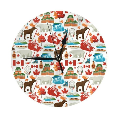 Wall Clock, reindeer polar bear Wall Clocks Battery Operated Silent Kitchen Office Wall Clock Decorative, Wall Clock for School Classroom Living Room Bedroom Home Decor