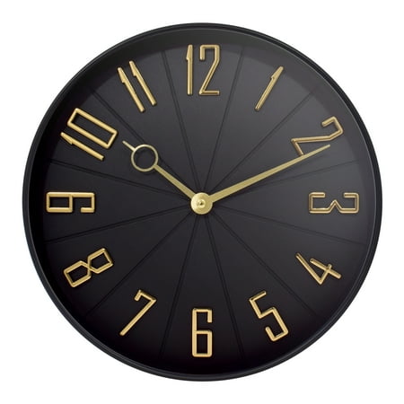 Westclox 12 Black & Gold Modern Analog QA Wall Clock