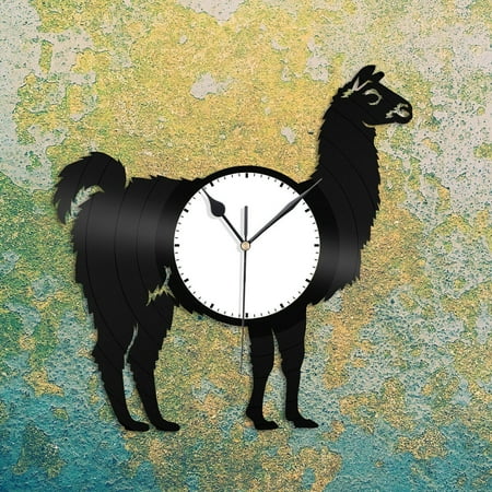 YanGxx llama Vinyl Wall Clock Famous Animals Living Room Home Nursery Decoration Vintage Design Office Bar Room Home Decor